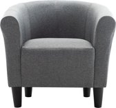 2-delige set fauteuil en kruk lichtgrijze stof