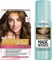 L'Oréal Excellence Creme Midden Goudbruin + Uitgroeispray Pakket