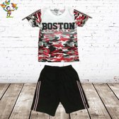 Shirt met short boston rood -s&C-98/104-Complete sets