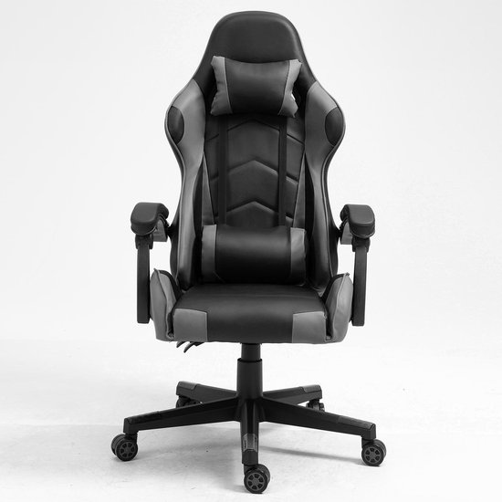 Alora Gaming stoel X-TREME - Grijs/Zwart - Met Nekkussen & Verstelbaar Rugkussen - Kunstleer - Gamstoel - Game Stoel - Gaming chair - Bureaustoel - Alora