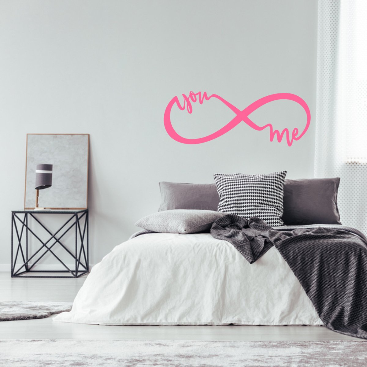 Muursticker infinity you and me - Roze - 80 x 30 cm muurstickers slaapkamer
