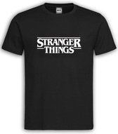 Zwart T shirt met Witte "Stranger Things" tekst maat M