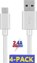 4x Micro USB Kabel - Premium Kabel - Snellaadkabel - 2.4A - 2M - Geschikt voor Samsung - PS4 - Micro-USB - Extra Sterk