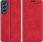 Cazy Hoesje Geschikt voor Samsung Galaxy S21 Plus Portemonnee Book Case Kunstleer - Rood