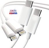 2x iPhone 12 Oplaadkabel 1.5 Meter - USB-C naar Lightning - Geschikt voor USB-C Stekker/Adapter/Oplader - Apple iPhone 12 / 12 Pro / 12 Mini / 12 Pro Max
