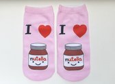 Nutella sokken - one size - I love Nutella enkelsokken - Roze - Cadeau Nutella