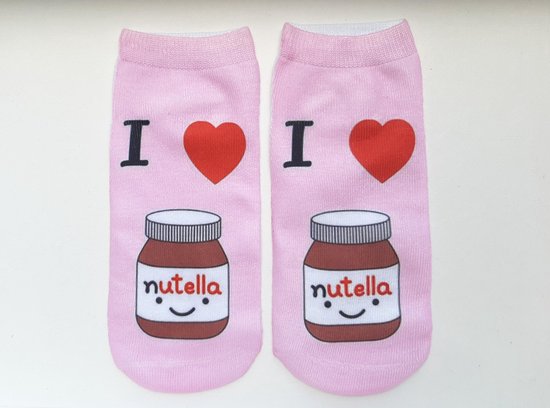 Nutella sokken - one size - I love Nutella enkelsokken - Roze