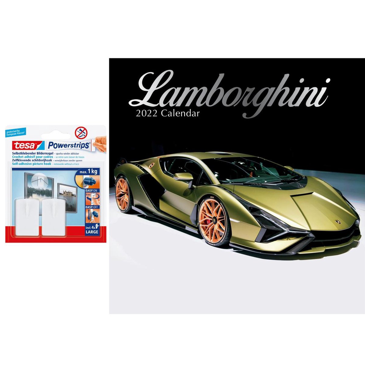 Auto/sportauto kalender 2022 Lamborghini 30 cm incl. 2 zelfklevende 