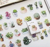 50 Verschillende Stickers Cactussen en Vetplanten - Z0003 - Cactus En Vetplant In Pot Sticker - Voor Scrapbook Of Bullet Journal - Stickers Voor Volwassenen En Kinderen - Agenda St
