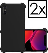 Hoes voor iPhone Xs Max Hoesje Shock Proof Zwart Case - Hoes voor iPhone Xs Max Shock Proof Back Cover - Zwart - 2x