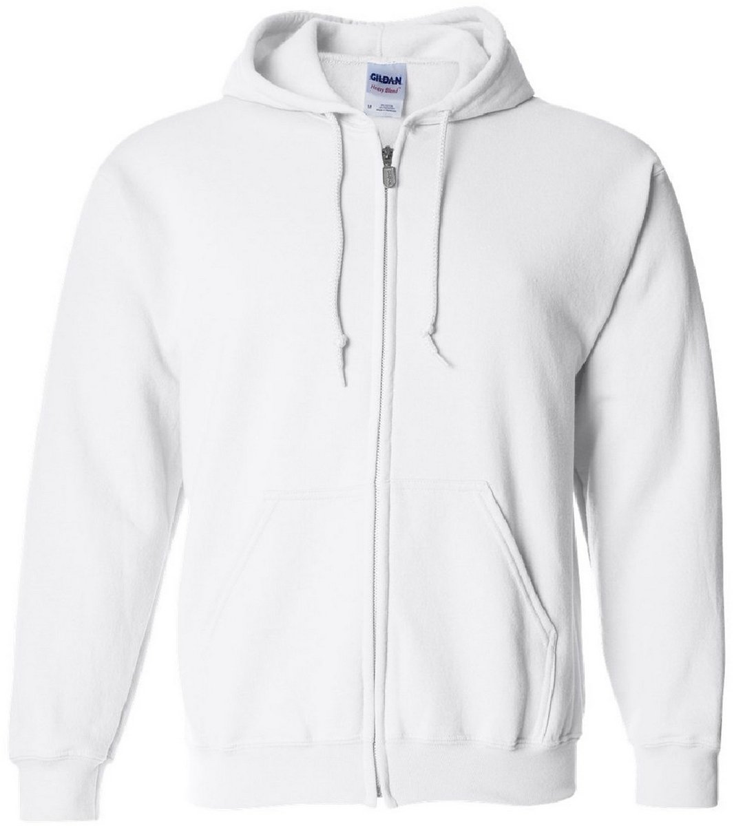 Gildan Zware Blend Unisex Adult Full Zip Hooded Sweatshirt Top (Wit)