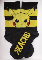 Pickachu sokken - zwart geel - unisex - one size - Pokemon sokken