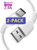 2x USB-C Data- en Laadkabel 2 Meter - 2.4A Snellader Kabel - Fast en Quick Charge Oplaadkabel - Type C Naar USB-A - Oplaadsnoer Telefoon - Laptop