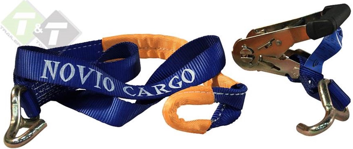 Spanband voor autotransporter met lus voor aluminium velg blauw 35mm 1500mm Novio Cargo - Spanbanden - Sjorbanden - Spanbanden Autotransport - Motortransport - Novio