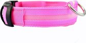 Lichtgevende Halsband LED Maat XL 42 - 56 cm USB Oplaadbaar Hondenhalsband Puppy Riem - Roze Hond Dog Kat Kitten Cat
