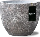 Luna – ronde bloempot/plantenbak/bloembak - donker grijs – trendy plantenpotten - 37x30cm - met afwateringsgat - buiten/binnen