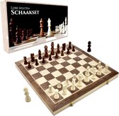 Premium schaakbord met coördinaten - 2 extra dames  - 100% houten schaakset - 38 cm - magnetisch - inclusief schaakstukken - chess set schaakborden schaken schaak schaakspellen