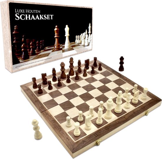 openbaring cent Klagen Premium schaakbord met coördinaten - 2 extra dames - 100% houten schaakset  - 38 cm -... | bol.com