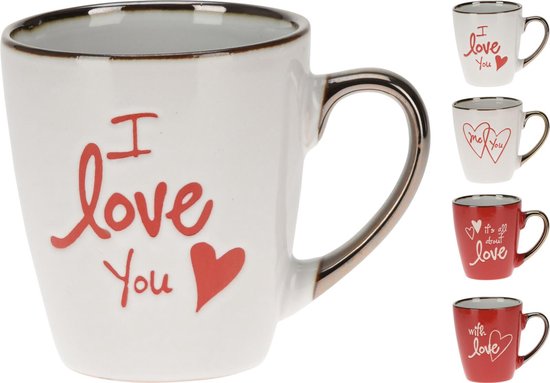 Siaki, I Love You mug, tasse, tasse, 200 ml, 4 pièces | bol