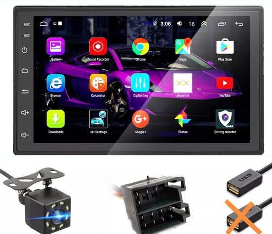 Lijkt op Grommen pastel Universele Autoradio met Bluetooth, USB & Youtube - Navigatie - Handsfree  Radio met... | bol.com