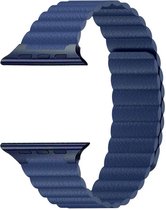 Shop4 - Bandje voor Apple Watch 7 41mm - Kunstleer Blauw