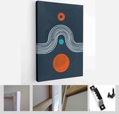 Peach Valley at Sunset. Set of Abstract Black Hand Painted Illustrations for Postcard, Social Media Banner, Brochure Cover Design or Wall Decoration Background - Modern Art Canvas