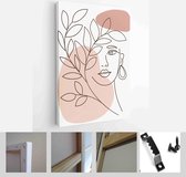 Set of creative hand painted one line abstract female portraits. Minimalist vector people icon - Modern Art Canvas - Vertical - 1899569863 - 50*40 Vertical