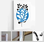 Minimalistic Watercolor Painting Artwork. Earth Tone Boho Foliage Line Art Drawing with Abstract Shape - Modern Art Canvas - Vertical - 1937929693 - 50*40 Vertical