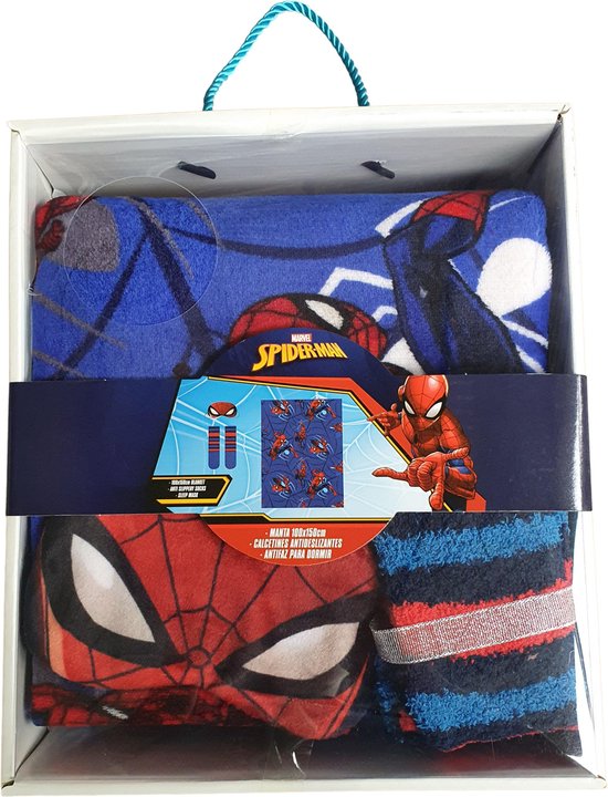 Spiderman Schoencadeau Sokken Spiderman Deken 100x150 + Slaapmasker -... bol.com