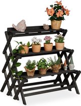 Relaxdays plantentrap hout - plantenrek ladder - plantenstandaard - bloemenrek - etagère