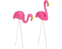 tuinsteker flamingo - set van 2 - 2 groottes - vogel - roze