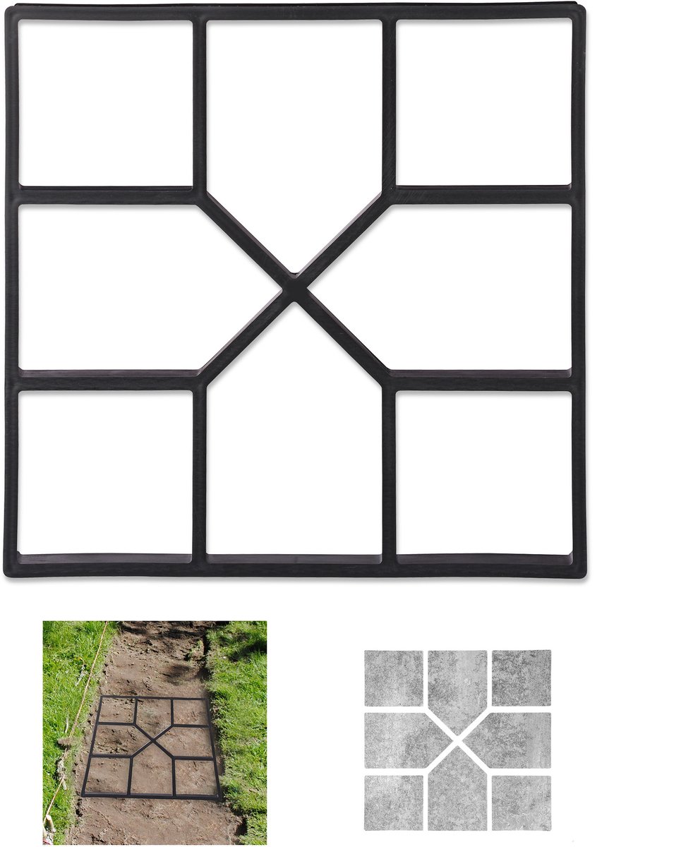 Relaxdays tuinpad mal - gietvorm - vierkant - stoeptegel betonvorm - 40 x 40 - tuinpadmal