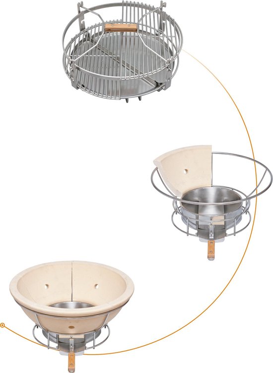 MONOLITH CLASSIC PRO-Serie 2.0 - RED incl. onderstel & zijtafels, PRO-Serie SMART GRID Rooster Systeem, PRO-Serie firebox, chip-feeder-system & pelletschuif, kolenmand met scheider, barbecueroosterheffer