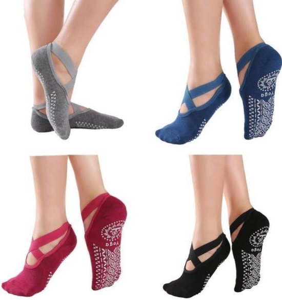 Chaussettes Yoga & Pilates avec antidérapantes - 'Ballerina Yoga' - bout fermé - noir - Blauw