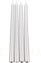 Cactula Zilveren Metallic Dinerkaarsen set van 4 | 25 cm | 6 Branduren