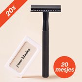 Safety Razor Zwart + 20 Scheermesjes Voor Vrouwen | Zero Waste Duurzaam Veiligheidsscheermes | Lichaam & Venus