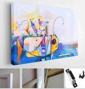 Oil painting.Abstract colorful fantasy underwater. Illustration Semi abstract art. Image of fish in sea - Modern Art Canvas - Horizontal - 1421588804 - 80*60 Horizontal