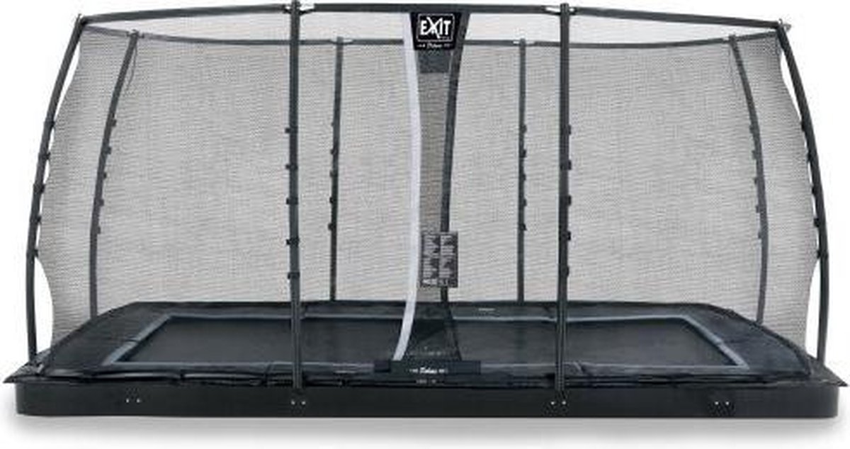 EXIT Dynamic groundlevel trampoline 244x427cm met veiligheidsnet - zwart