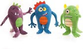 Flamingo Pluche Monster Happy, Let Op ! Alleen De Kleur Groen Word Geleverd ! - 18,5 X 9 X 26Cm