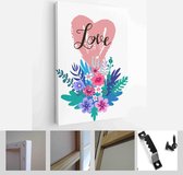 Happy Valentine's Day set cards. Handdrawn romantic lettering - Modern Art Canvas - Vertical - 1627099447 - 40-30 Vertical