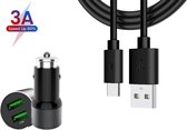 PowerCharge 3.6A Autolader USB Oplader Auto met USB-C Kabel - Sigarettenaansteker Auto Lader Adapter Dubbele USB Poort -Geschikt voor Prestigio Multipad 2/3/4/7/8/9.7/Note/Visconte/Ultimate/P