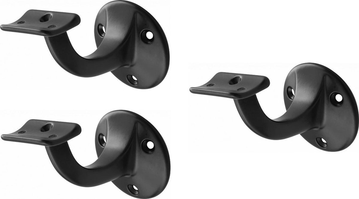 Leuninghouder zwart 75mm - Opschroef - Hol zadel Hermeta - 3505-70 - 3 stuks