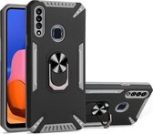 Voor Samsung Galaxy A20s pc + TPU-beschermhoes met 360 graden draaibare ringhouder (grijs)