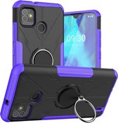 Machine Armor Bear Shockproof PC + TPU-beschermhoes met ringhouder voor Tecno Pop 5 (paars)