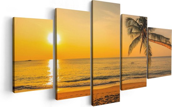 Artaza Canvas Schilderij Vijfluik Tropisch Strand Tijdens Zonsondergang - 100x50 - Foto Op Canvas - Canvas Print