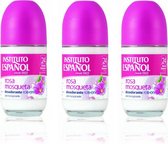 Instituto Espanol Rosa Mosqueta Deodorant Vrouw - Aantrekkelijke Geur - Natuurlijke Verzorging en Bescherming van Je Mooie Oksels - 3 x 75 ml in glas