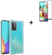 Hoesje Samsung Galaxy A52s 5G - Samsung Galaxy A52s 5G Screenprotector - Tempered Glass - Samsung Hoesje Transparant Shock Proof + Full Tempered Glass