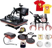 Statuspress® LED Warmte Pressmachine 8 In 1 - Warmtepersmachine - Warmte Pers - Warmte Press - Heatpress Machine - Digitale Display - Design - Shirts - 8 Platen - Mokken - Caps - LED Controll