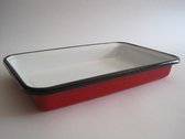 Emaille ovenschaal - 35 x 20 cm - rood gespikkeld
