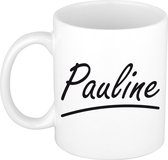 Pauline naam cadeau mok / beker sierlijke letters - Cadeau collega/ moederdag/ verjaardag of persoonlijke voornaam mok werknemers